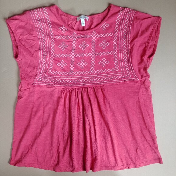 4/$20 Ella Moss raspberry pink cotton modal embroidered comfortable blouse top… - Picture 1 of 8